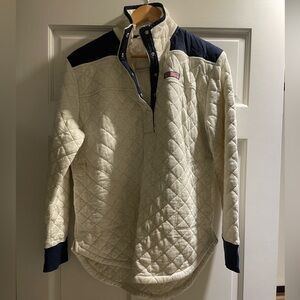 Vineyard Vines Cream and Navy Quilted Jacket